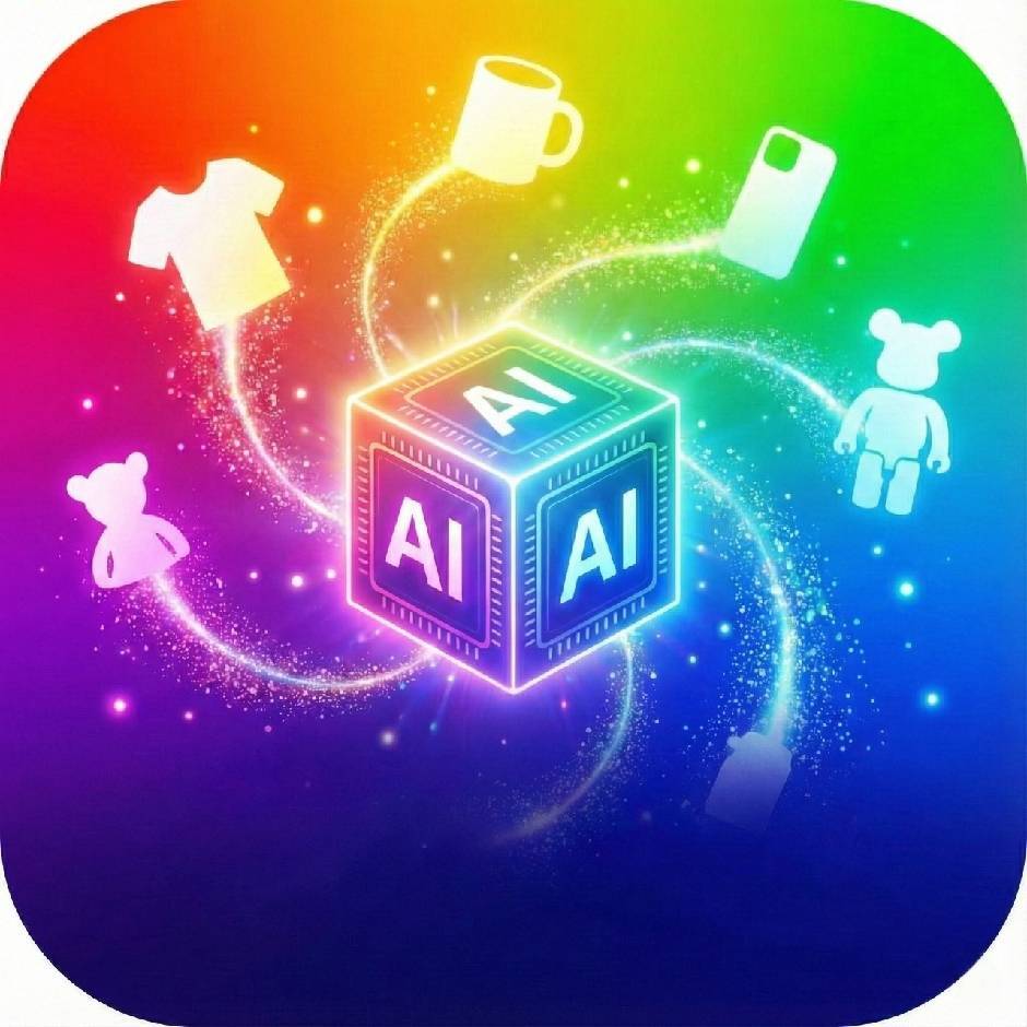 应用图标概念设计,圆形图标,渐变蓝色配色,创意符号,现代扁平设计风格